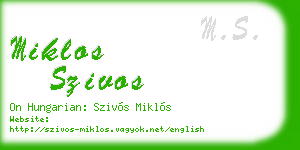 miklos szivos business card